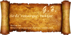 Grünsberger Hektor névjegykártya